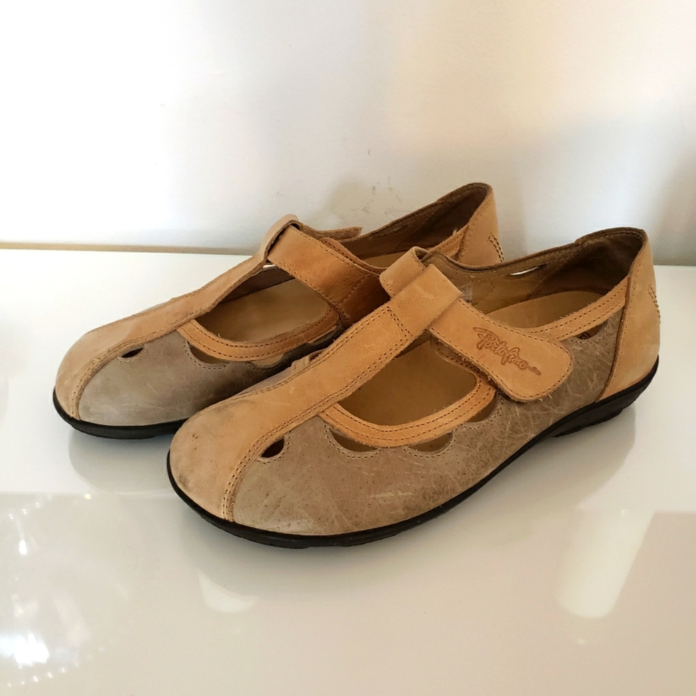 Portofino Mary Janes Leather Comfort Athleisure Runner Velcro Cream Women 37